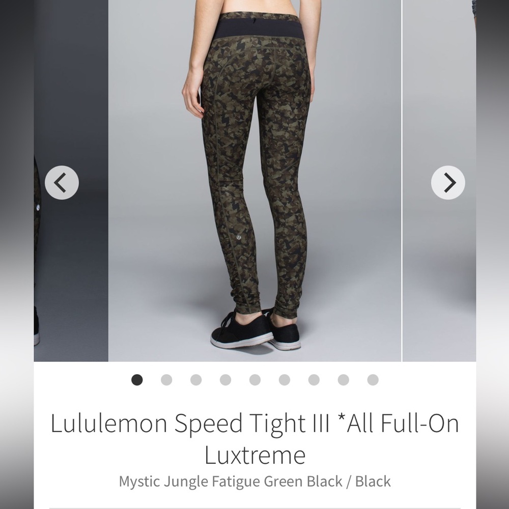 Lululemon Speed Tight III *All Full-On Luxtreme
Mystic Jungle Fatigue Green Sz 4